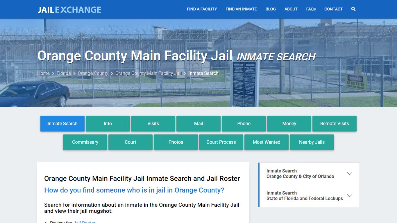 Orange County Main Facility Jail Inmate Search